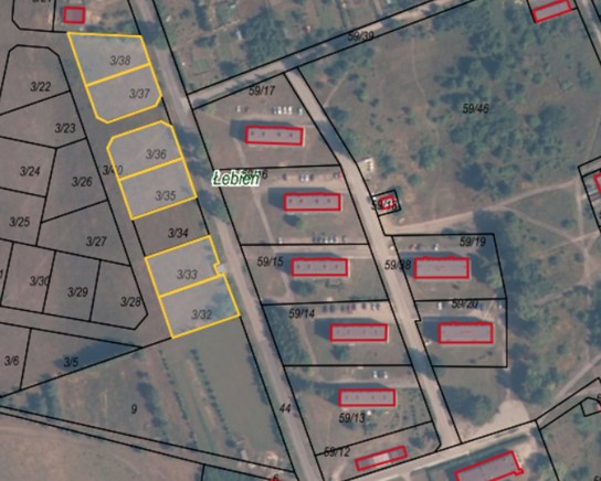 Mapa poglądowa prezentująca działaki przenanaczone do sprzedaży