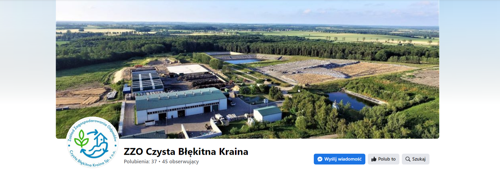 Widok zakładu zagospodarowania odpadów z lotu ptaka.