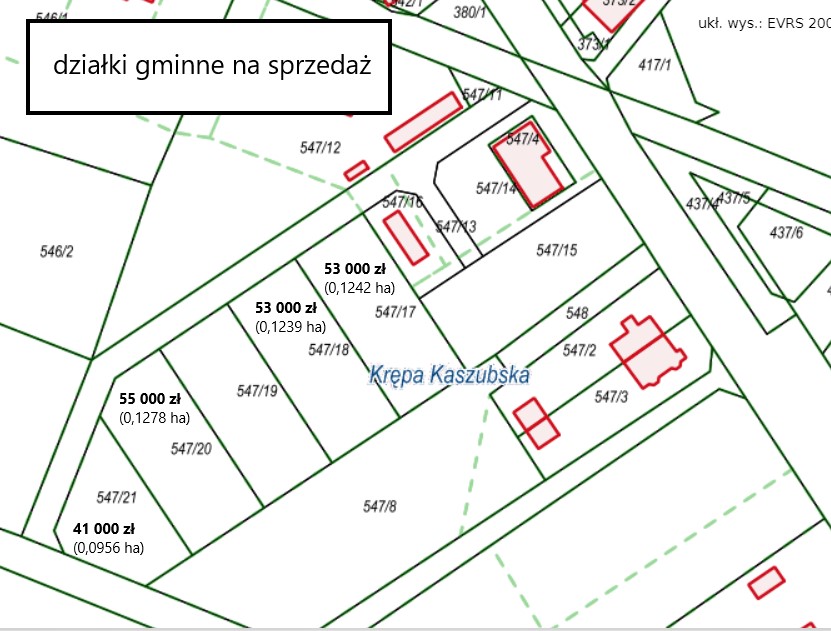 Mapa z oznaczeniem działek.