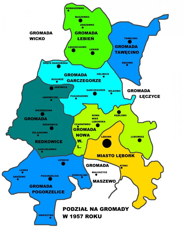 Mapa Podział gminy LATA 1973-1990