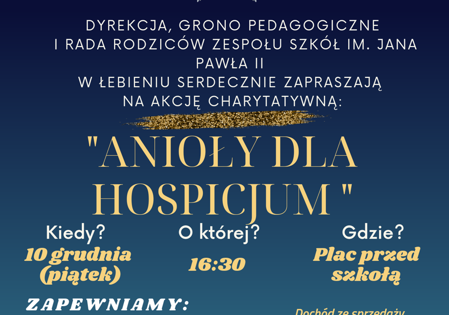Plakat promujący akcję charytatywną "Anioły dla hospicjum".