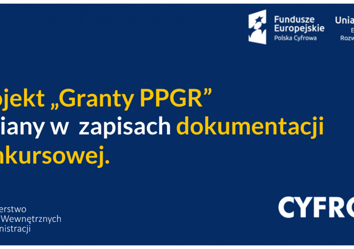 Grafika 1: Zmiany Ministerstwa Cyfryzacji w konkursie "GRANTY PGR" - ważne informacje!