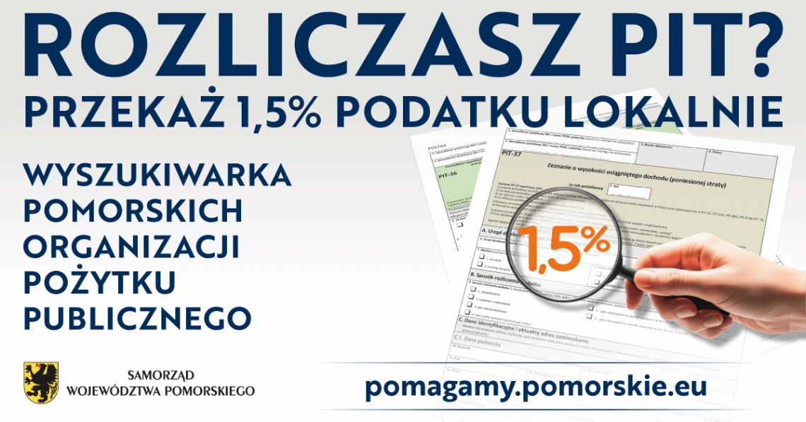 Grafika 1: Pomagaj lokalnie - przekaż 1,5% pomorskim OPP