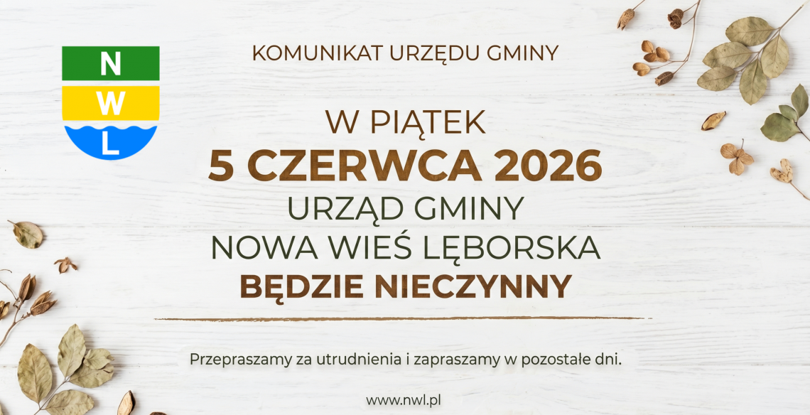 Grafika 1: Urząd Gminy nieczynny w piątek 5 czerwca