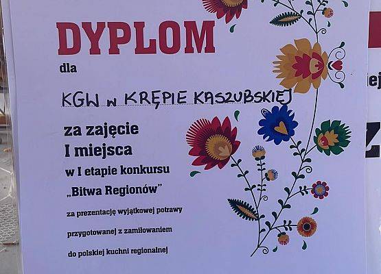 Dyplom za I miejsce dla KGW Krępa Kaszubska.