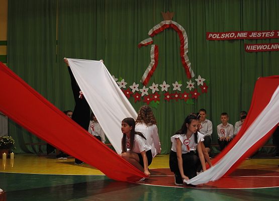 Apel w szkole w Garczegorzu z okazji 104 rocznicy odzyskania przez Polskę niepodległości.