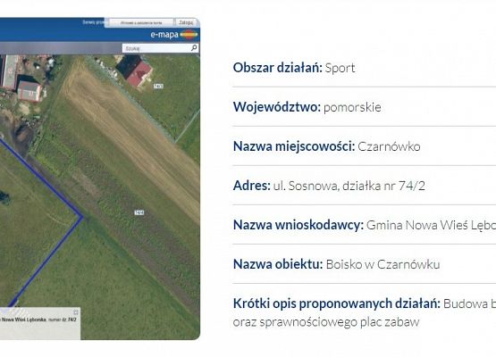 Konkursowa karta zadania - boisko w Czarnówku.