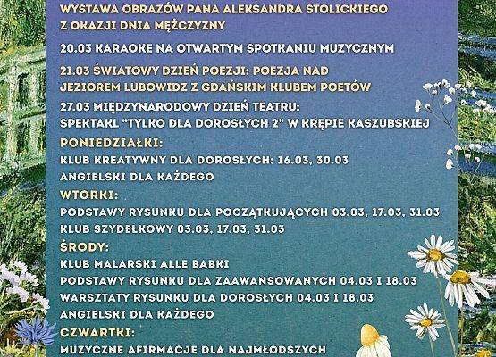 Marzec w GOK- przegląd wydarzeń kulturalnych grafika
