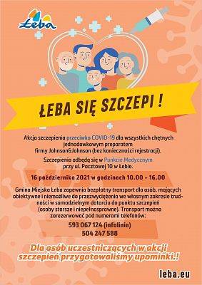 Plakat z tekstem informacyjnym o szczepieniach przeciw Covid-19. grafika