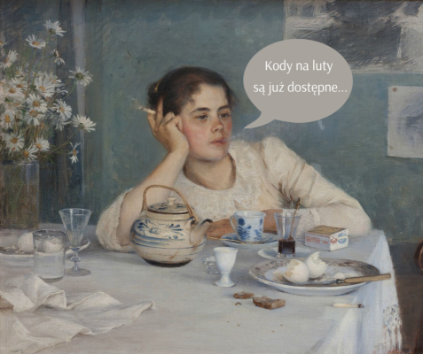 Tło plakatu stanowi obraz Elin Danielson-Gambogi "Po śniadaniu". grafika