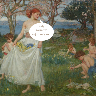 Tło plakatu stanowi obraz Johna Wiliama Waterhousa "Pieśń wiosny". grafika