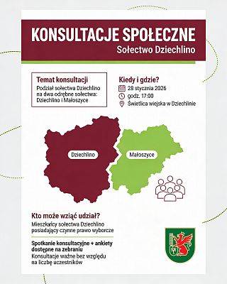Konsultacje społeczne w sołectwie Dziechlino - sprawa podziału sołectwa grafika