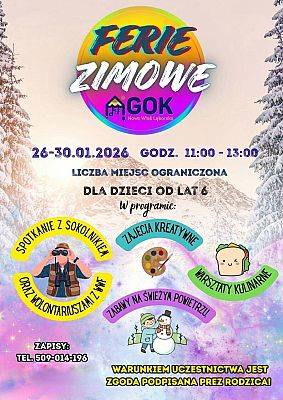 Ferie zimowe z GOK (26-30.01.2026) - zajęcia dla dzieci od 6 lat ​ grafika