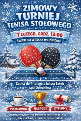 Grafika 1: Zimowy Turniej Tenisa Stołowego w Leśnicach
