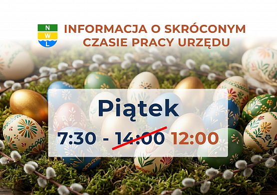 Skrócony czas pracy Urzędu Gminy w dniu 3 kwietnia grafika
