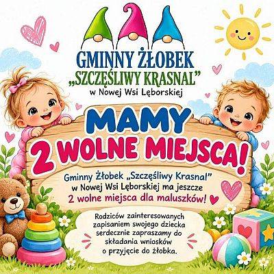Wolne miejsca w Gminnym Żłobku „Szczęśliwy Krasnal” grafika